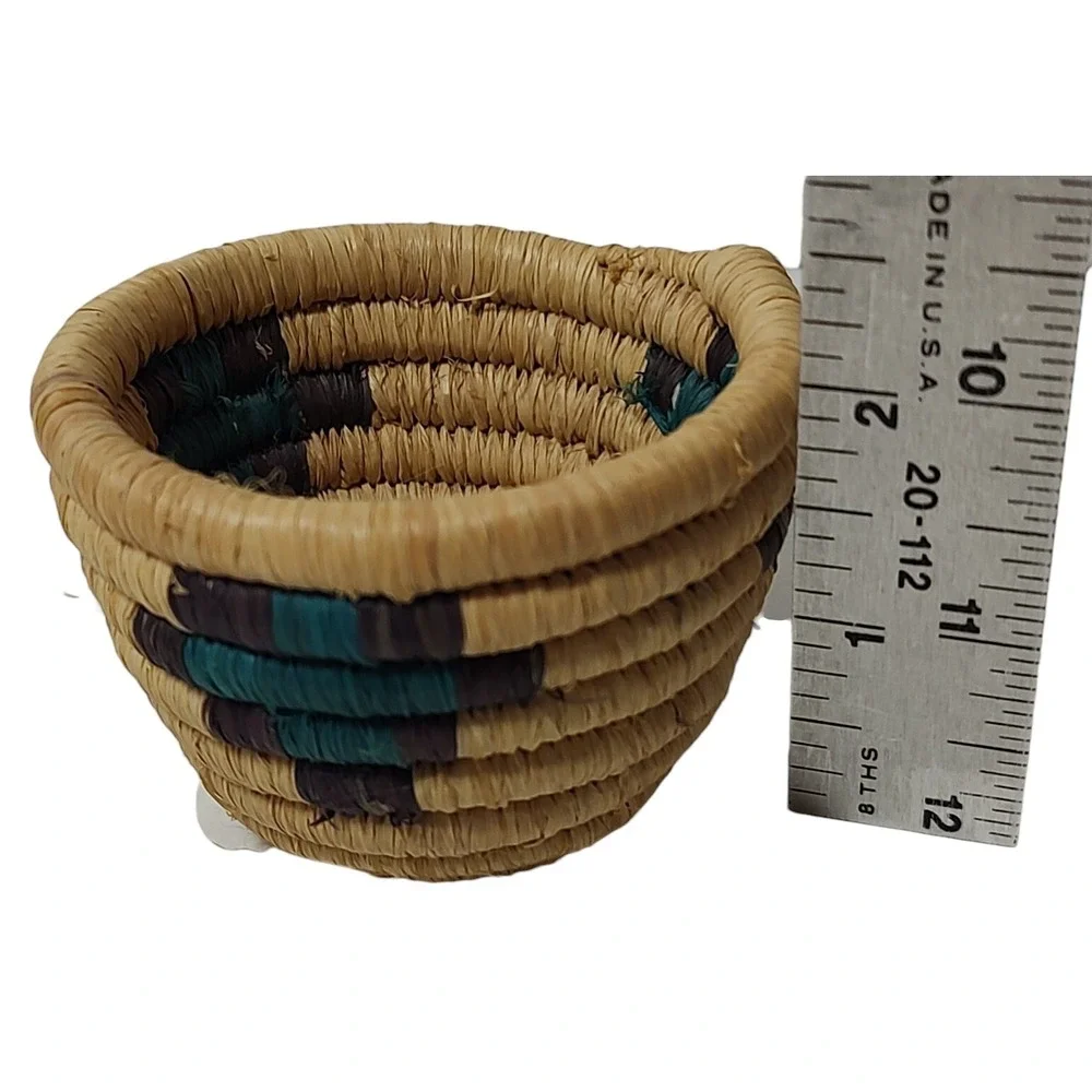 Vintage Crafted African Basket‎ Woven Coil Authentic Tanzania Handmade Two Inch